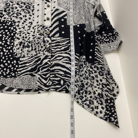 Multiples Boho Top Mixed Media Patchwork Asymmetrical Art to Wear Women's Large - Picture 9 of 10